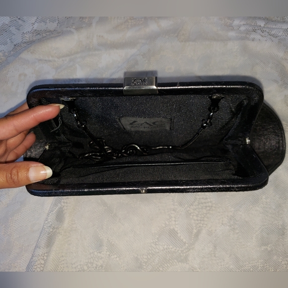 Zac Posen Metallic Gray Textured Crossbody Bag/Clutch. - Picture 10 of 14